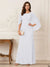 A-Line/Princess Scoop Half Sleeves Floor-Length Mother of the Bride Dresses with Ruched & Split Side
