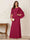 A-Line/Princess Scoop Half Sleeves Floor-Length Mother of the Bride Dresses with Ruched & Split Side
