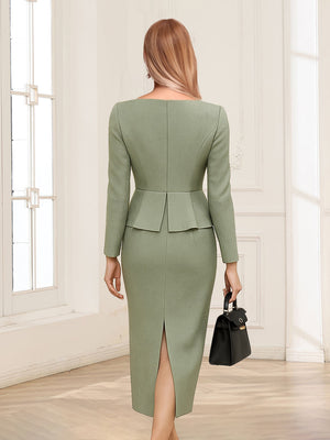 Sheath/Column Scoop Long Sleeves Ankle-Length Mother of the Bride Dresses with Belt