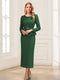 Sheath/Column Scoop Long Sleeves Ankle-Length Mother of the Bride Dresses with Belt