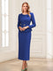 Sheath/Column Scoop Long Sleeves Ankle-Length Mother of the Bride Dresses with Belt