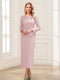 Sheath/Column Scoop Long Sleeves Ankle-Length Mother of the Bride Dresses with Belt