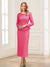 Sheath/Column Scoop Long Sleeves Ankle-Length Mother of the Bride Dresses with Belt