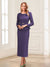 Sheath/Column Scoop Long Sleeves Ankle-Length Mother of the Bride Dresses with Belt