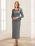 Sheath/Column Scoop Long Sleeves Ankle-Length Mother of the Bride Dresses with Belt