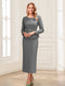 Sheath/Column Scoop Long Sleeves Ankle-Length Mother of the Bride Dresses with Belt