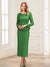 Sheath/Column Scoop Long Sleeves Ankle-Length Mother of the Bride Dresses with Belt
