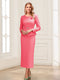 Sheath/Column Scoop Long Sleeves Ankle-Length Mother of the Bride Dresses with Belt