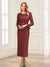 Sheath/Column Scoop Long Sleeves Ankle-Length Mother of the Bride Dresses with Belt