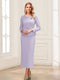 Sheath/Column Scoop Long Sleeves Ankle-Length Mother of the Bride Dresses with Belt