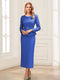 Sheath/Column Scoop Long Sleeves Ankle-Length Mother of the Bride Dresses with Belt