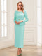 Sheath/Column Scoop Long Sleeves Ankle-Length Mother of the Bride Dresses with Belt