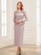 Sheath/Column Scoop Long Sleeves Ankle-Length Mother of the Bride Dresses with Belt