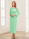 Sheath/Column Scoop Long Sleeves Ankle-Length Mother of the Bride Dresses with Belt
