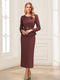 Sheath/Column Scoop Long Sleeves Ankle-Length Mother of the Bride Dresses with Belt