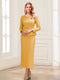 Sheath/Column Scoop Long Sleeves Ankle-Length Mother of the Bride Dresses with Belt