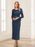 Sheath/Column Scoop Long Sleeves Ankle-Length Mother of the Bride Dresses with Belt