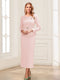 Sheath/Column Scoop Long Sleeves Ankle-Length Mother of the Bride Dresses with Belt