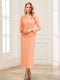 Sheath/Column Scoop Long Sleeves Ankle-Length Mother of the Bride Dresses with Belt
