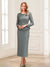 Sheath/Column Scoop Long Sleeves Ankle-Length Mother of the Bride Dresses with Belt