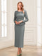 Sheath/Column Scoop Long Sleeves Ankle-Length Mother of the Bride Dresses with Belt