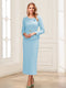 Sheath/Column Scoop Long Sleeves Ankle-Length Mother of the Bride Dresses with Belt