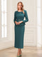 Sheath/Column Scoop Long Sleeves Ankle-Length Mother of the Bride Dresses with Belt