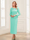 Sheath/Column Scoop Long Sleeves Ankle-Length Mother of the Bride Dresses with Belt