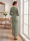 Sheath/Column Scoop Long Sleeves Ankle-Length Plus Size Mother of the Bride Dresses with Belt