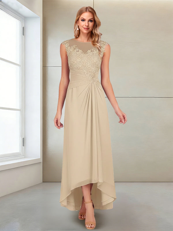 A-Line/Princess Scoop Sleeveless Ankle-Length Mother of the Bride Dresses with Lace & Applique