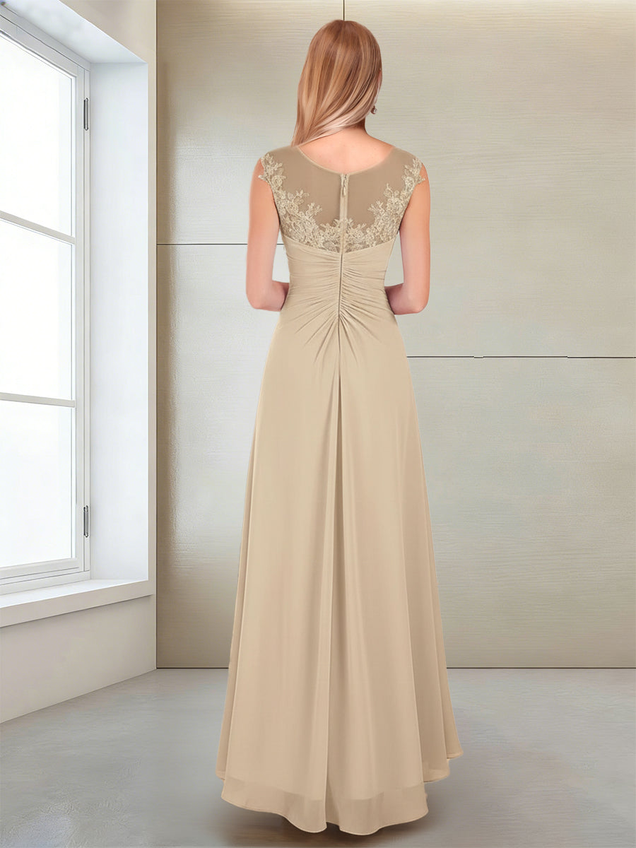A-Line/Princess Scoop Sleeveless Ankle-Length Mother of the Bride Dresses with Lace &amp; Applique