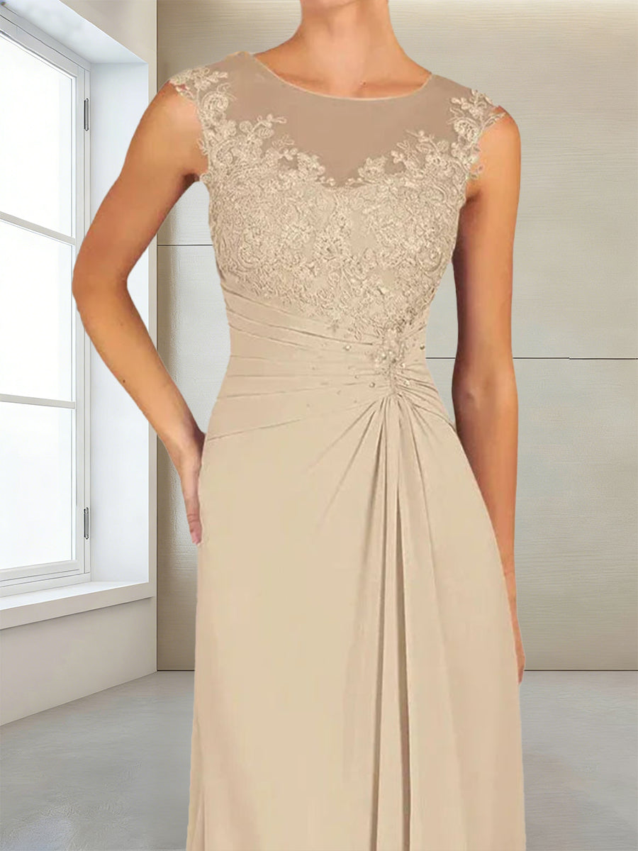 A-Line/Princess Scoop Sleeveless Ankle-Length Mother of the Bride Dresses with Lace &amp; Applique