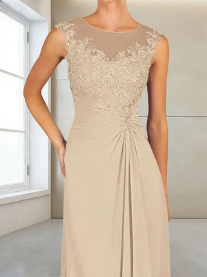 A-Line/Princess Scoop Sleeveless Ankle-Length Mother of the Bride Dresses with Lace & Applique