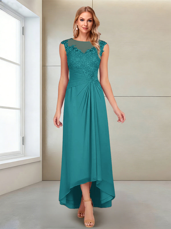 A-Line/Princess Scoop Sleeveless Ankle-Length Mother of the Bride Dresses with Lace & Applique