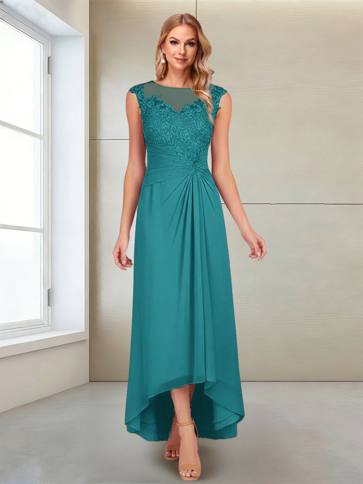 A-Line/Princess Scoop Sleeveless Ankle-Length Mother of the Bride Dresses with Lace &amp; Applique