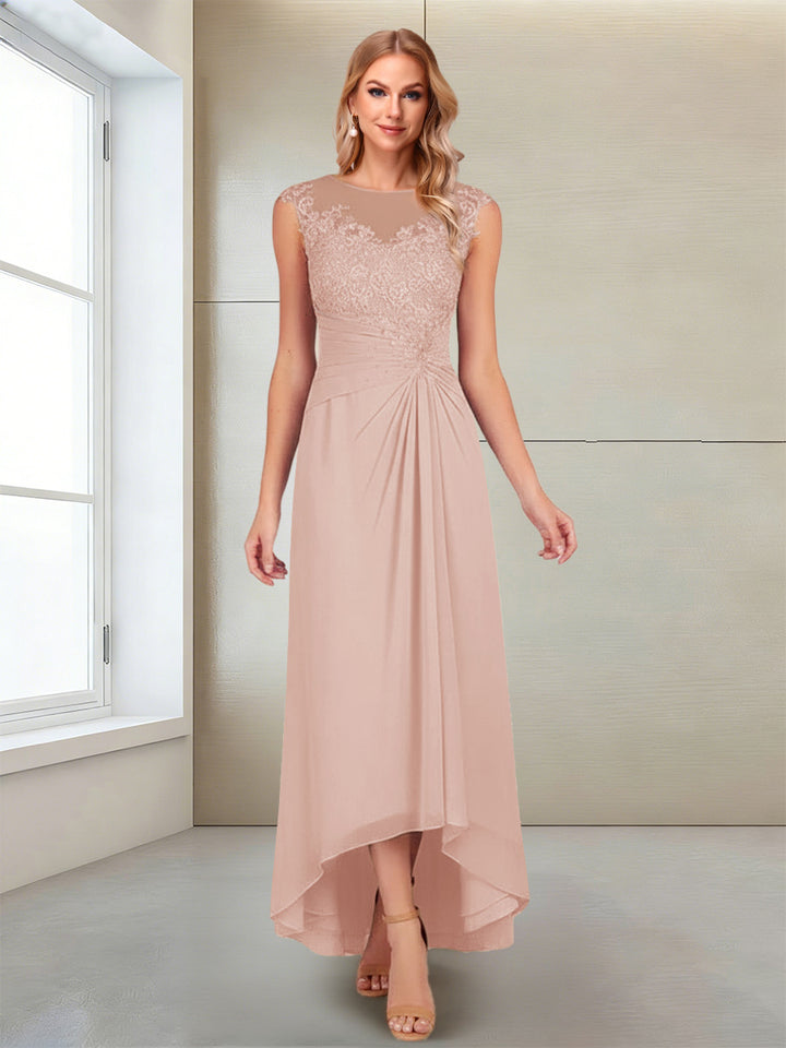 A-Line/Princess Scoop Sleeveless Ankle-Length Mother of the Bride Dresses with Lace &amp; Applique