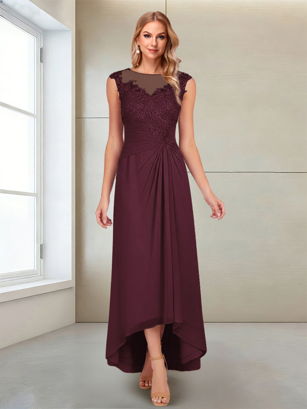 A-Line/Princess Scoop Sleeveless Ankle-Length Mother of the Bride Dresses with Lace & Applique