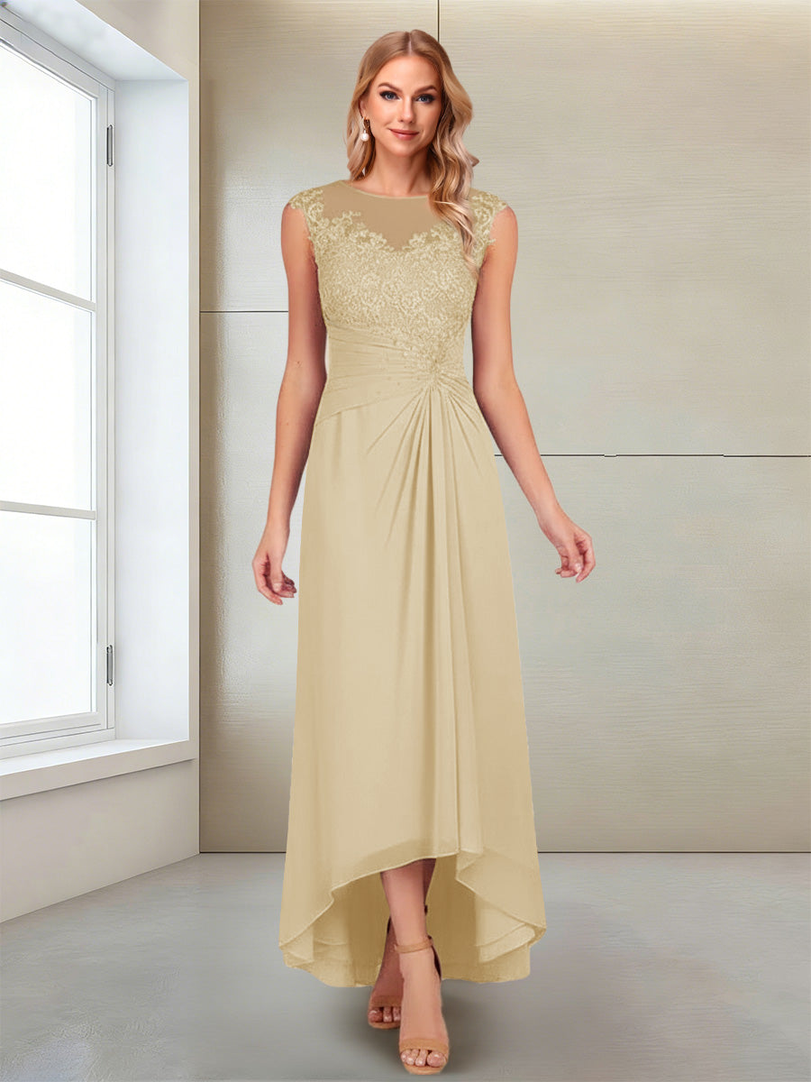 A-Line/Princess Scoop Sleeveless Ankle-Length Mother of the Bride Dresses with Lace &amp; Applique