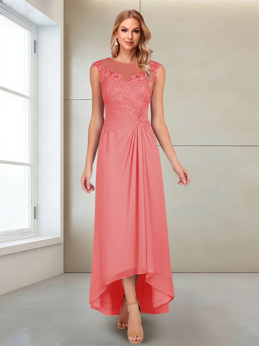 A-Line/Princess Scoop Sleeveless Ankle-Length Mother of the Bride Dresses with Lace &amp; Applique