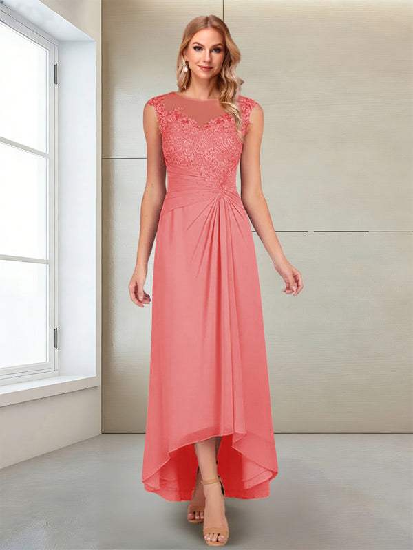 A-Line/Princess Scoop Sleeveless Ankle-Length Mother of the Bride Dresses with Lace & Applique