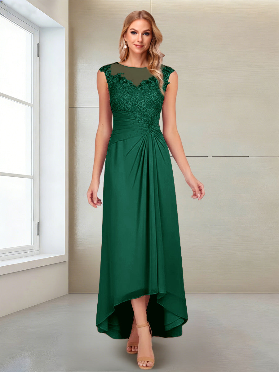 A-Line/Princess Scoop Sleeveless Ankle-Length Mother of the Bride Dresses with Lace &amp; Applique