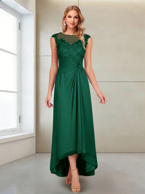 A-Line/Princess Scoop Sleeveless Ankle-Length Mother of the Bride Dresses with Lace & Applique