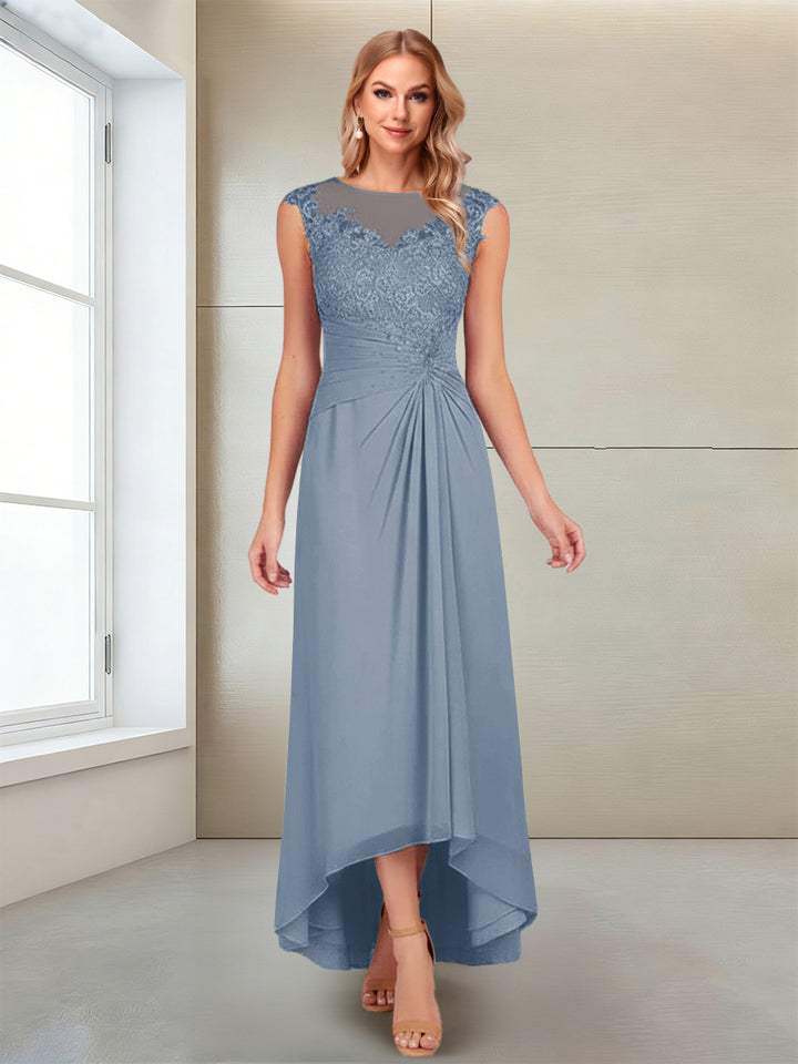 A-Line/Princess Scoop Sleeveless Ankle-Length Mother of the Bride Dresses with Lace &amp; Applique