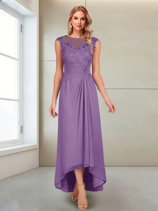 A-Line/Princess Scoop Sleeveless Ankle-Length Mother of the Bride Dresses with Lace & Applique