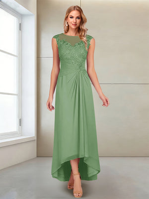 A-Line/Princess Scoop Sleeveless Ankle-Length Mother of the Bride Dresses with Lace & Applique