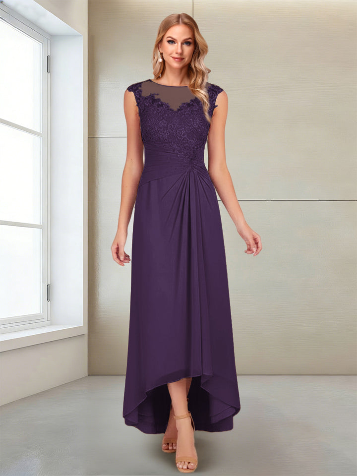 A-Line/Princess Scoop Sleeveless Ankle-Length Mother of the Bride Dresses with Lace &amp; Applique
