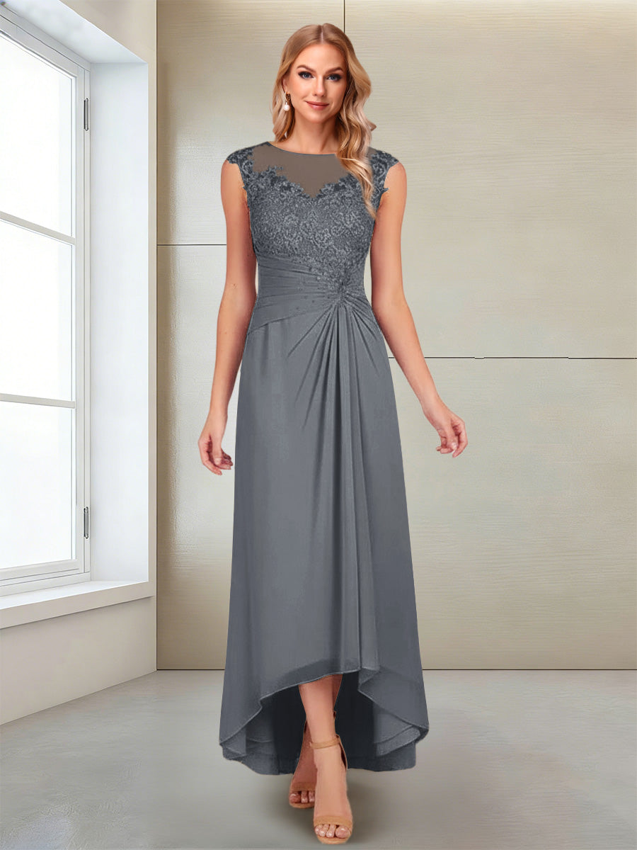 A-Line/Princess Scoop Sleeveless Ankle-Length Mother of the Bride Dresses with Lace &amp; Applique