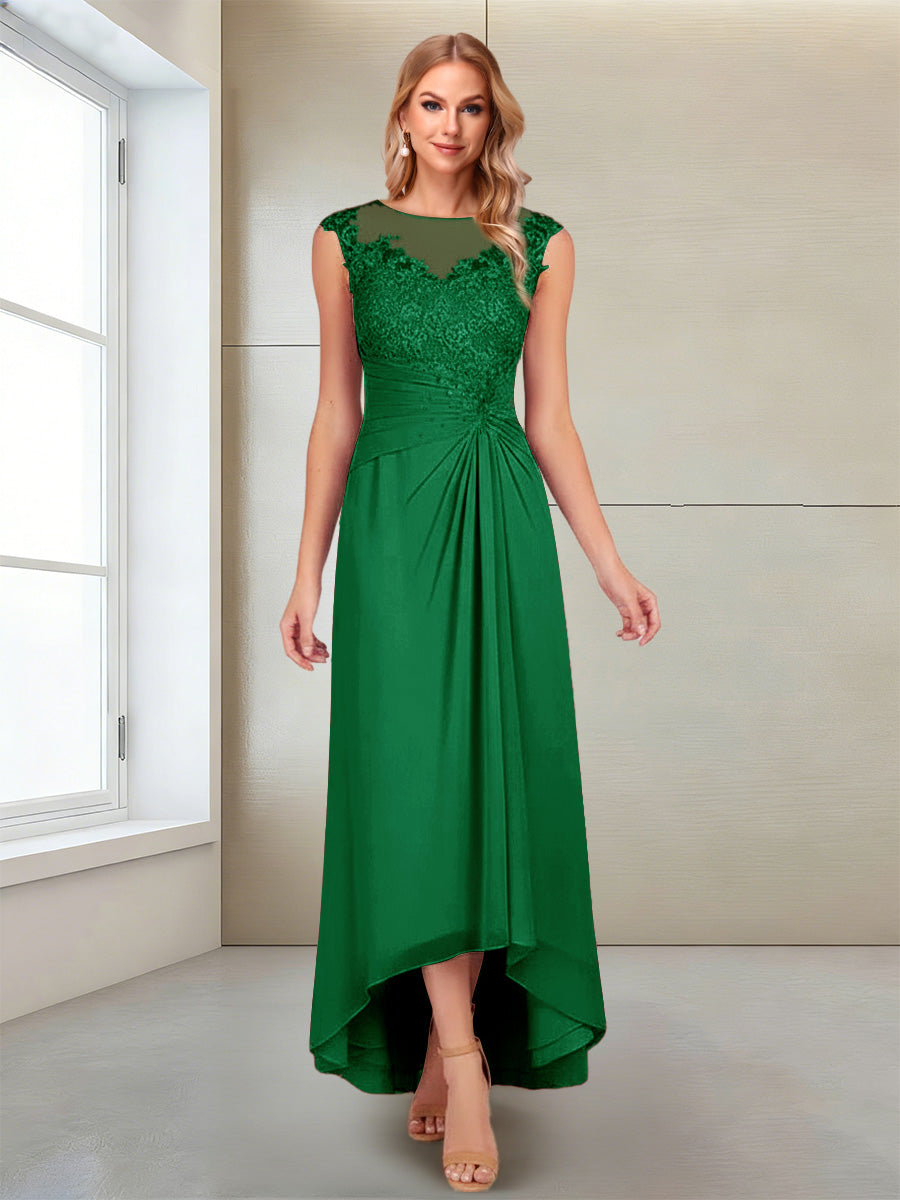 A-Line/Princess Scoop Sleeveless Ankle-Length Mother of the Bride Dresses with Lace &amp; Applique