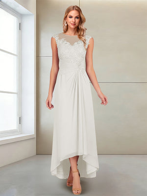 A-Line/Princess Scoop Sleeveless Ankle-Length Mother of the Bride Dresses with Lace & Applique