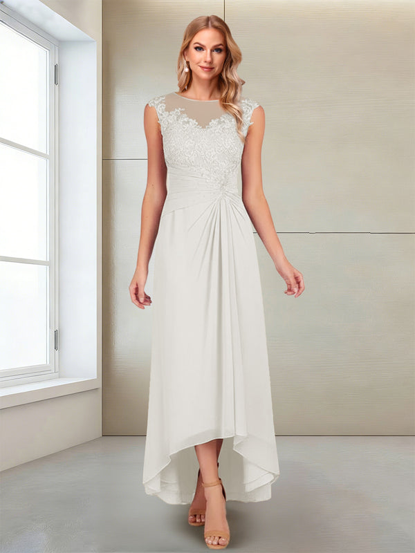A-Line/Princess Scoop Sleeveless Ankle-Length Mother of the Bride Dresses with Lace & Applique
